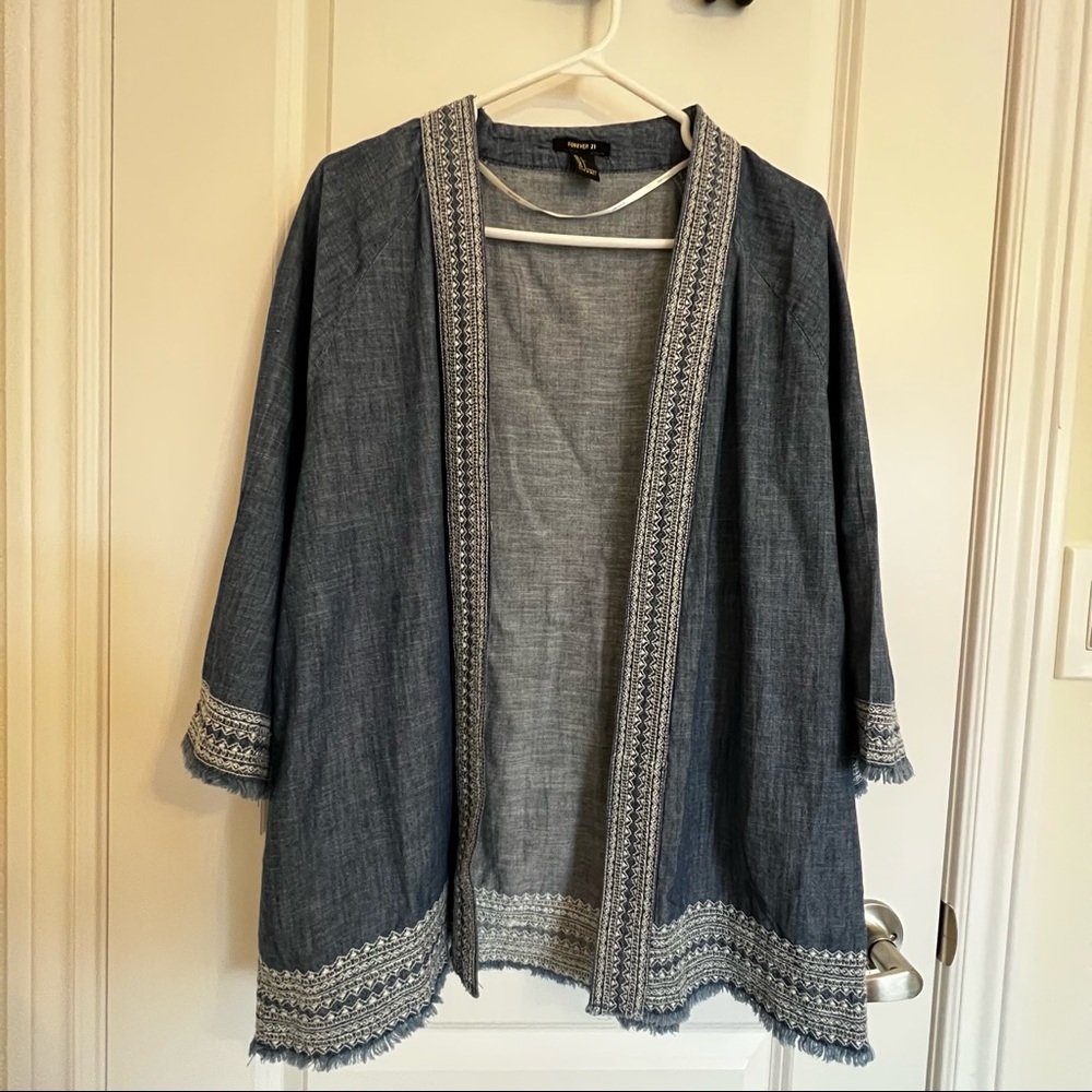 NWOT Forever 21 cotton embroidered Kimono